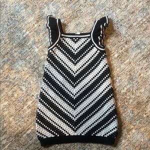 GAP Kids Chevron Tank Top Knitted Dress-Black and White